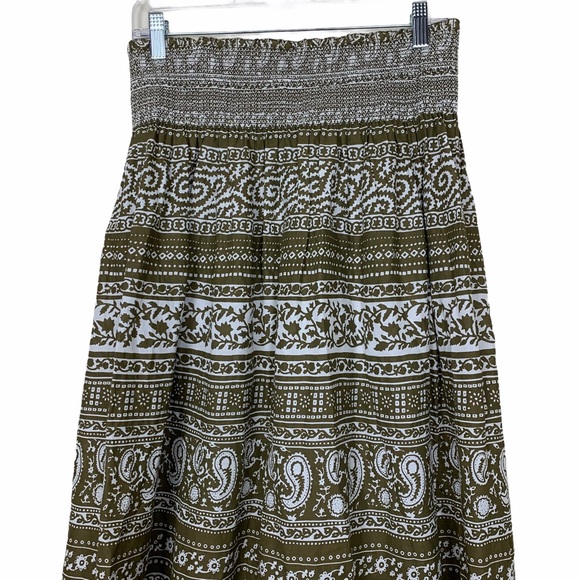 Halogen Boho Paisley Smocked Midi Hippie Skirt - Picture 2 of 7
